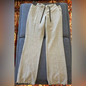 Athleta size 4 grey pants with elastic waist band and elastic cinchable bottoms
